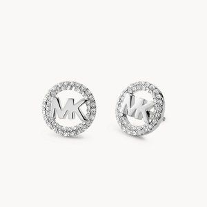 NIB Michael Kors Stainless Steel Stud Earrings With Crystal Accents